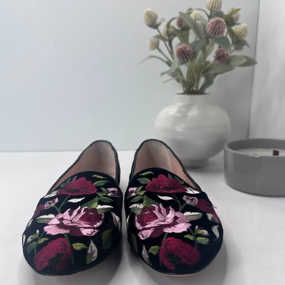 Kate Spade Swinton Floral Embroidered Velvet Ballet Flats Loafers Women's 8.5 M - Picture 3 of 10